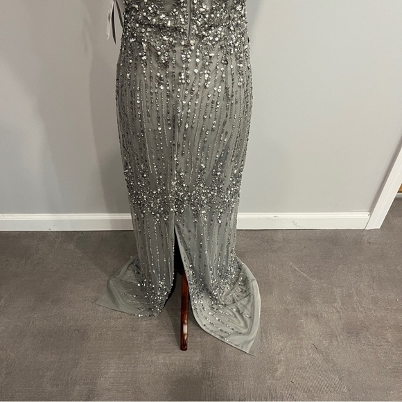 Adrianna Pappell Silver Sequined Halter Neck Evening Dress New with Tags 2 - Picture 9 of 10